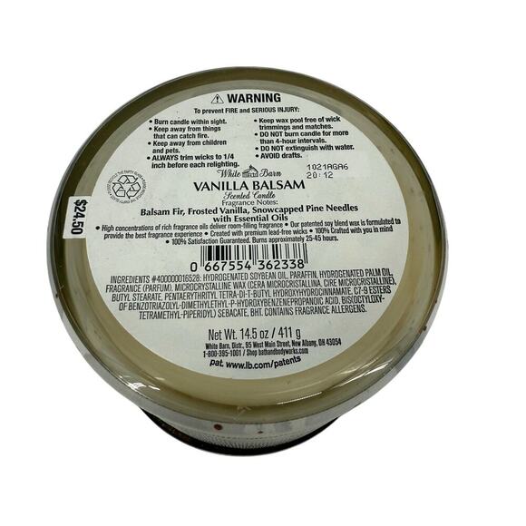 Bath & Body Works 3-Wick Candle Vanilla Balsam 14.5 oz - Picture 3 of 3